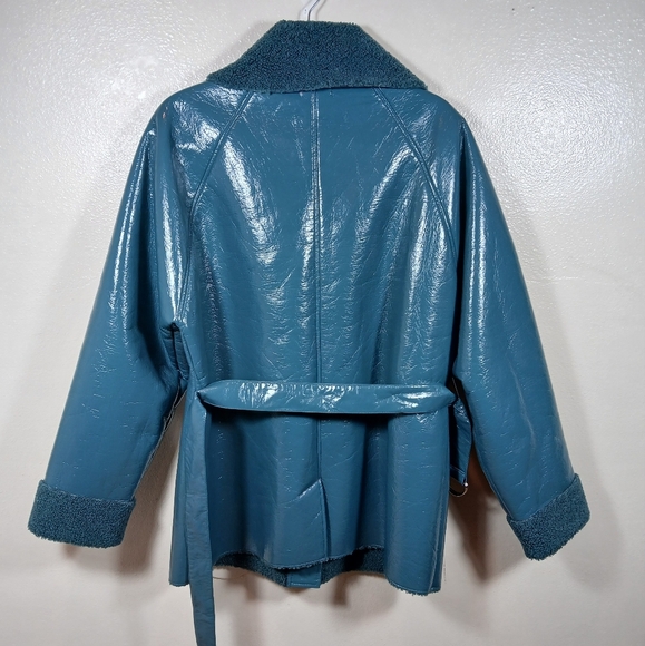 LOVER’S & FRIENDS Michelle Jacket in Blue Belted Coat Faux Fur XL - Picture 5 of 15